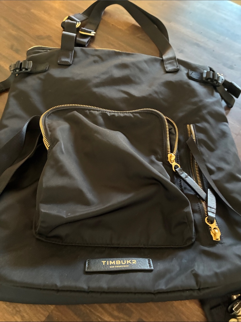 Timbuk2 Black Messenger Laptop Bag with Gold Zippers